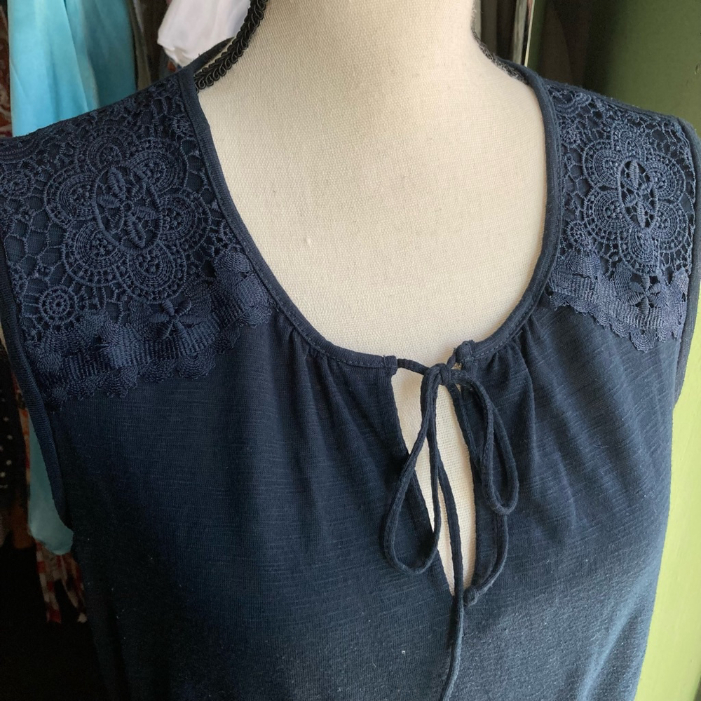 Women's Joe Fresh Dress Size M Blue Lace Detail - Picture 2 of 6